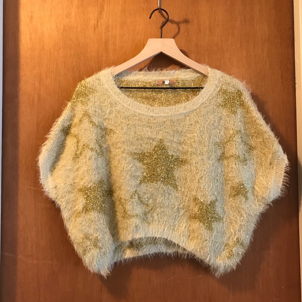 36 Point 5 Women’s Cropped Star Metallic Sweater